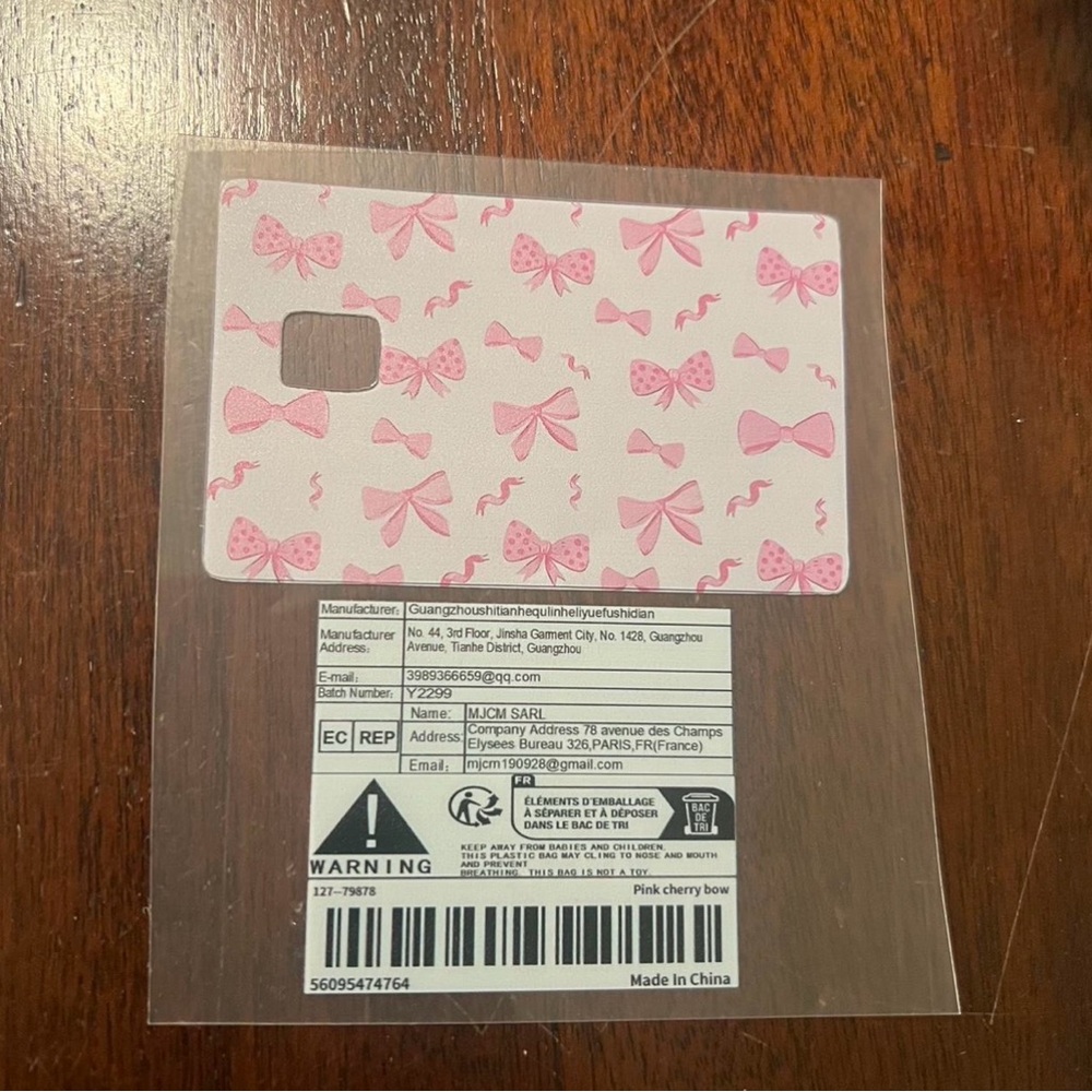 Credit Card Skin Decal -Pink  bows design  #130